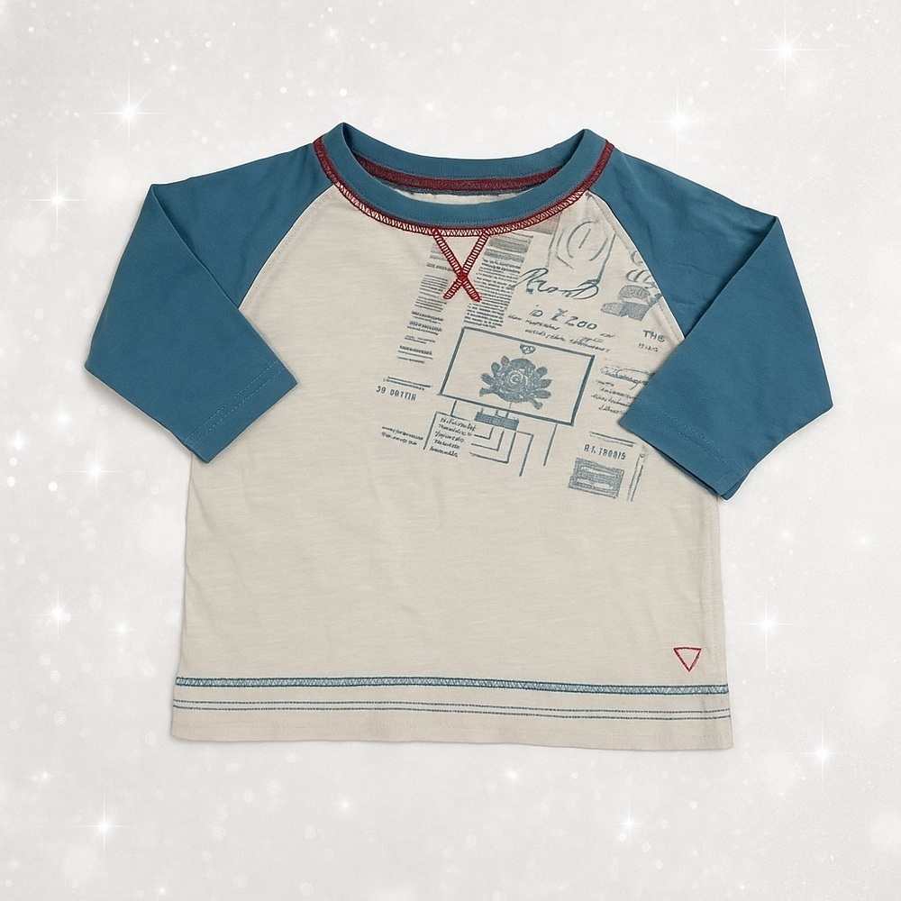 GUESS Los Angeles Baby Boys Graphic Raglan Long Sleeve Tee - Size 12M